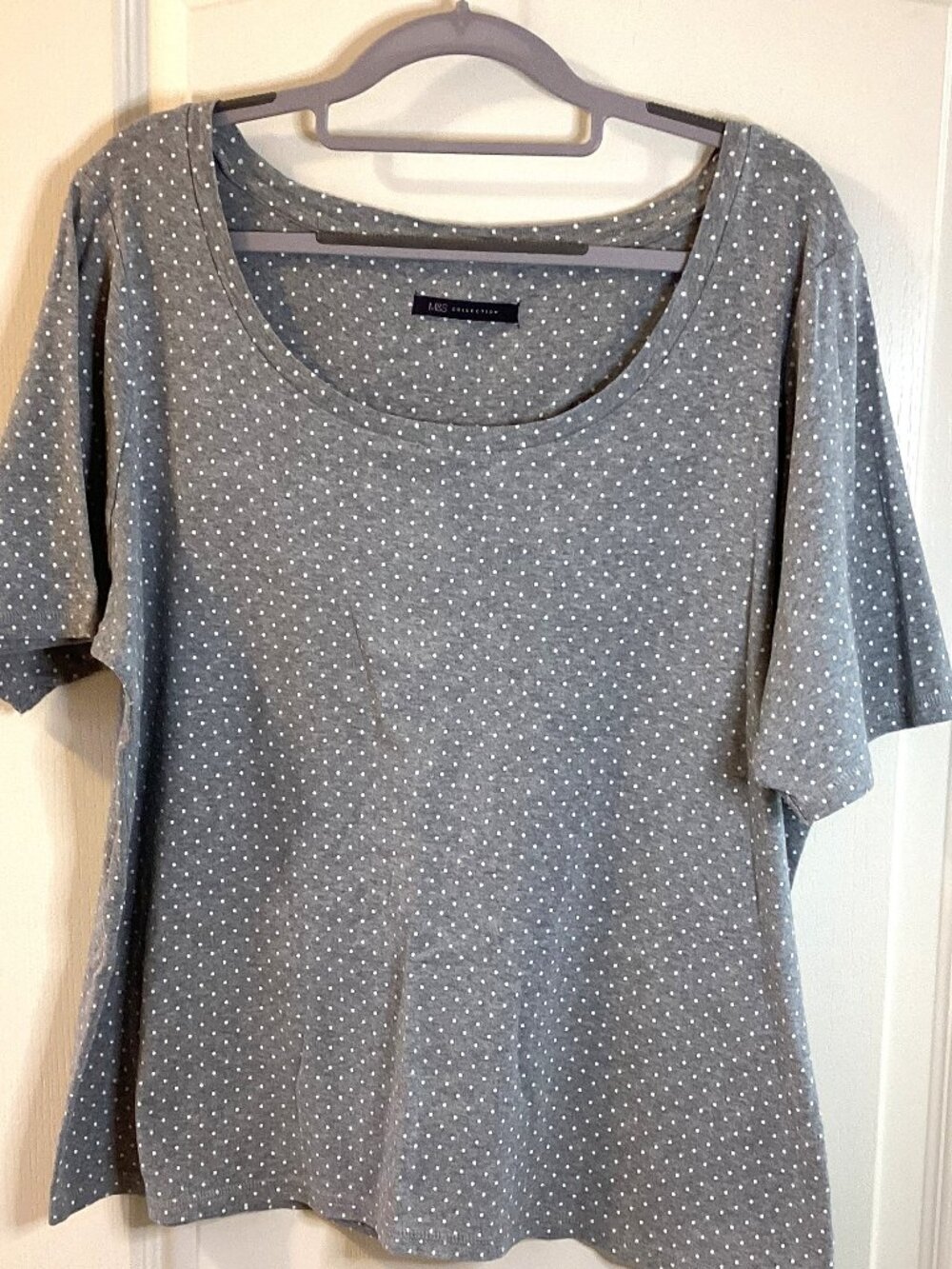 M&S Collection Woman's Short Sleeve Polka Dot Pattern Classic T-Shirt Top